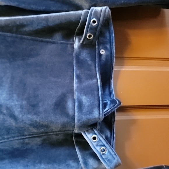 Fate-Blue velour moto jacket cropped with zippers Size Medium. - Picture 7 of 10